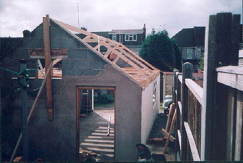 Trusses in position.